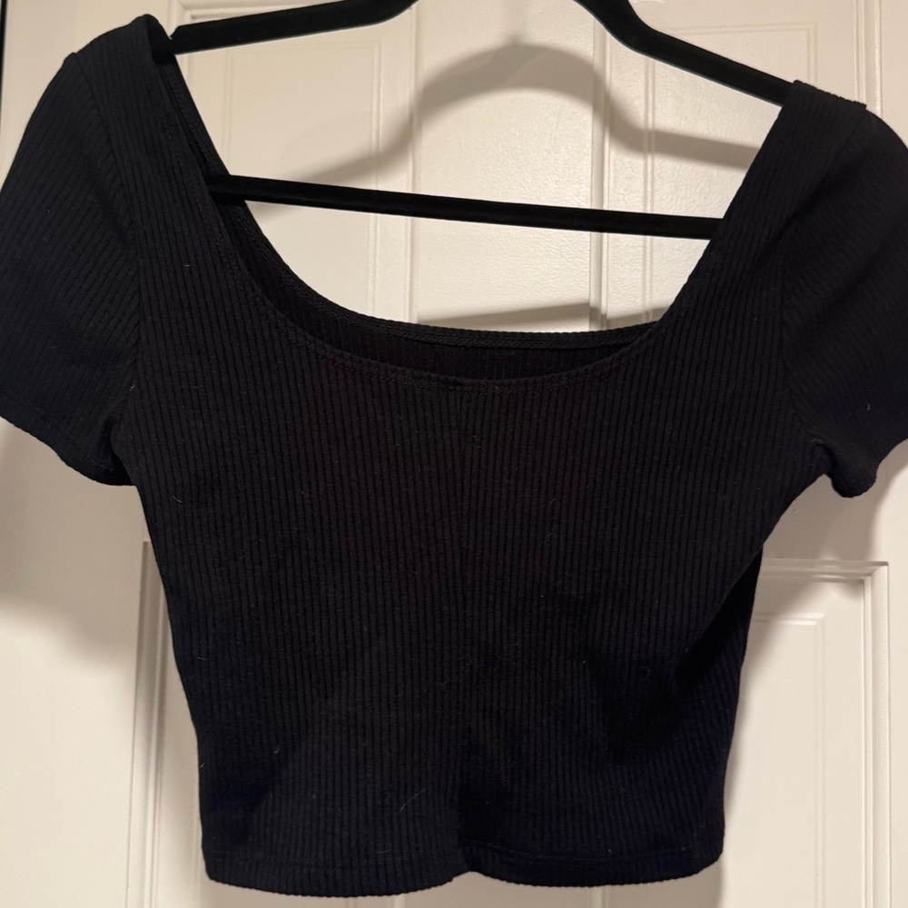 Reformation Black Ribbed Crop Top